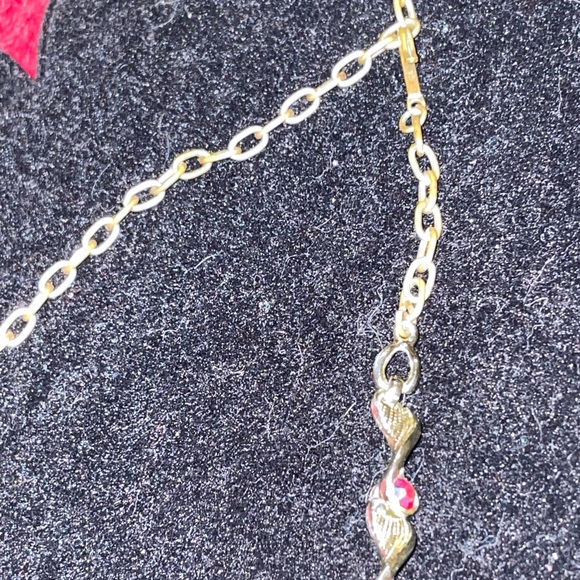 60’s Vintage Twisty Necklace and Bracelet Set in Silvertone w Pink Rhinestones - Picture 4 of 5